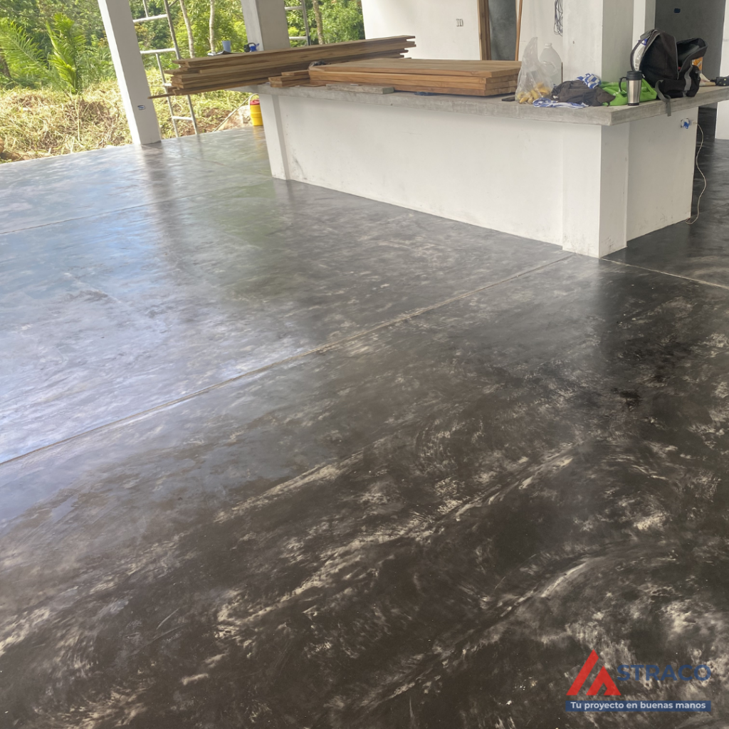 Polished concrete floor in modern house construction in Boquete, Chiriquí, Panama with smooth durable finish